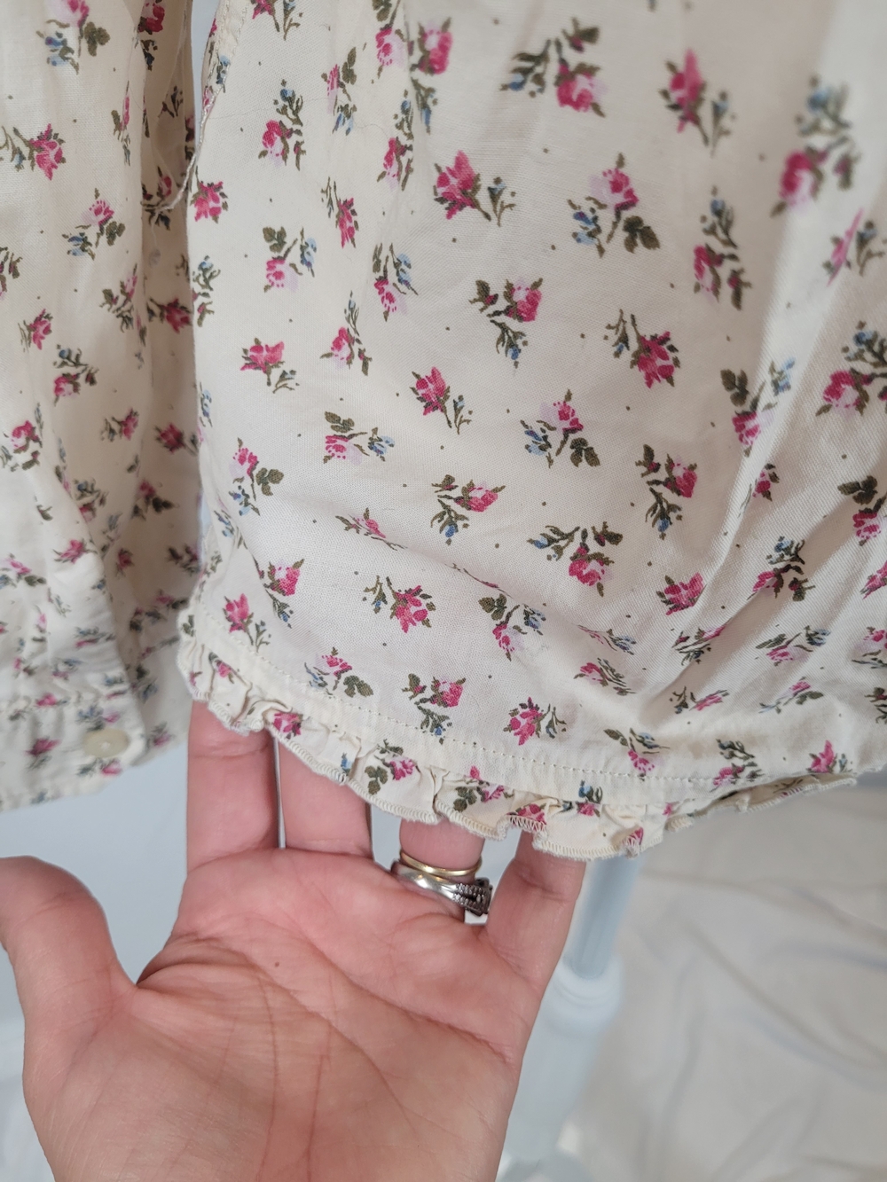Tommy Hilfiger Vintage Floral Button-Down Shirt Cottagecore Prairie Size Medium - Picture 10 of 16